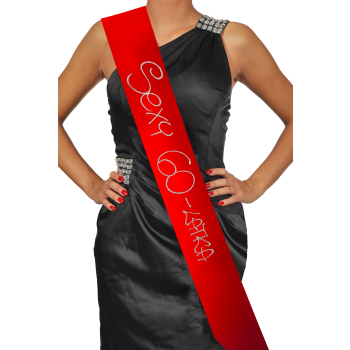 [Szw01-60] Szarfa satynowa wstążka SEXY 60 latka